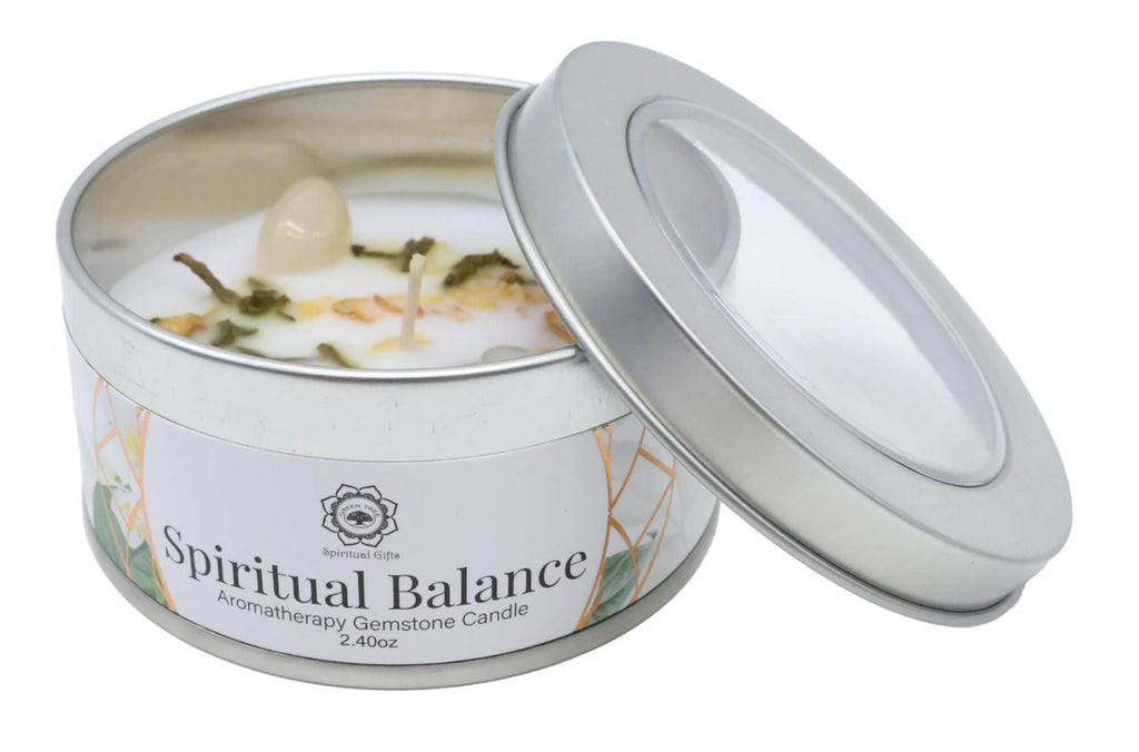 Bougie Green Tree Équilibre Spirituel | Cristal de Roche & Jasmin | Méditation & Alignement Chakras 70g