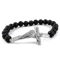 Bracelet Acier 316 Johnny Hallyday – Pierre de Lave Noire