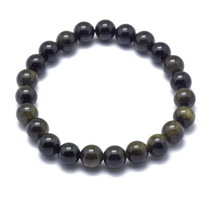 Bracelet Obsidienne Pierre Naturelle 10 mm – Élastique Unisexe