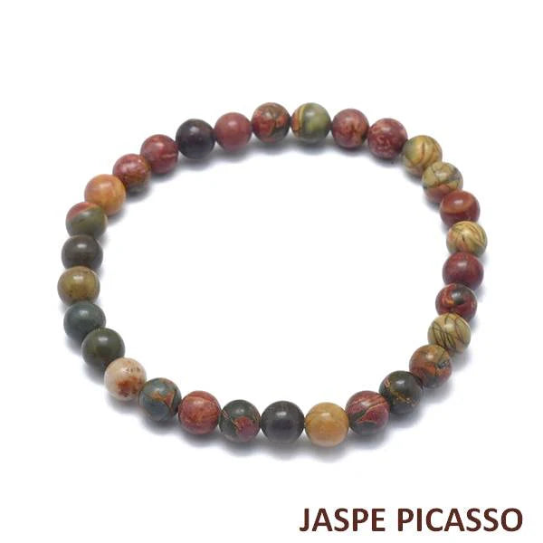 Bracelet Jaspe Picasso Pierre Naturelle 6mm – Homme & Femme