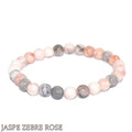 Bracelet Jaspe Zèbre Rose Pierre Naturelle 8 mm – Élastique Unisexe