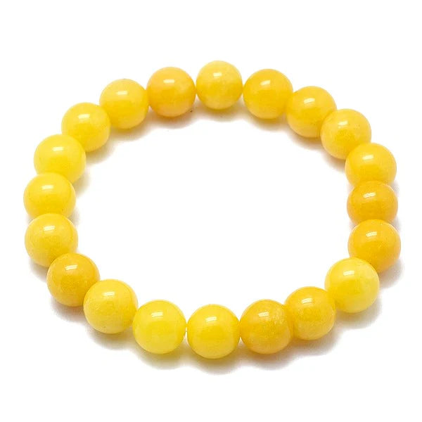 Bracelet Jade Jaune 6 mm – Pierre Naturelle Élastique