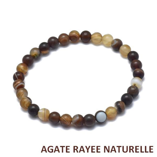 Bracelet Agate Rayée – Pierre Naturelle 6mm – Homme & Femme
