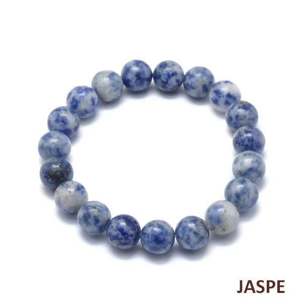 Bracelet Jaspe Taché Bleu Pierre Naturelle 8 mm – Élastique Unisexe