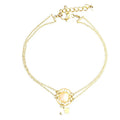 Bracelet Pierre de Lune Double Chaîne Acier – Breloques Étoiles