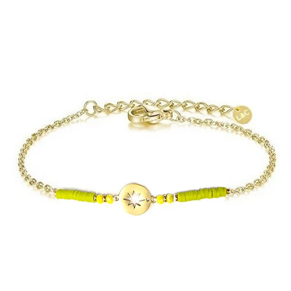 Bracelet Acier Cristal Étoile Vert – Pierres Naturelles 10 mm