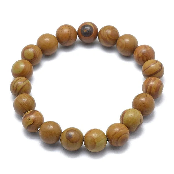 Bracelet Dentelle de Bois 6 mm – Pierre Naturelle Élastique