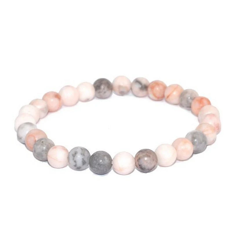 Bracelet Pierre Naturelle Jaspe Zébré Rose 10 mm – Homme & Femme
