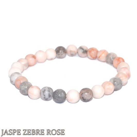 Bracelet Jaspe Zèbre Rose – Pierre Naturelle 6mm – Homme & Femme