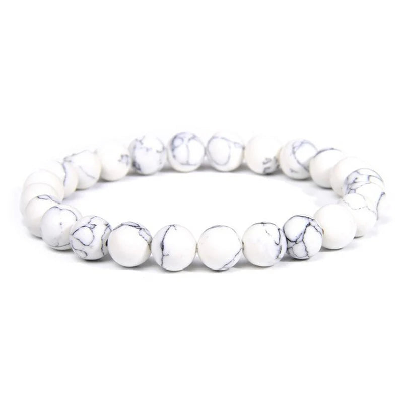 Bracelet Howlite Pierre Naturelle 8 mm – Élastique Unisexe