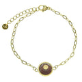 Bracelet Acier Rosace Doré – Agate Rouge – Pierre Naturelle