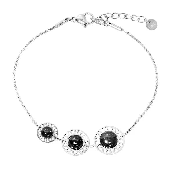 Bracelet Acier 316 Trio Pierre Naturelle Flocon de Neige
