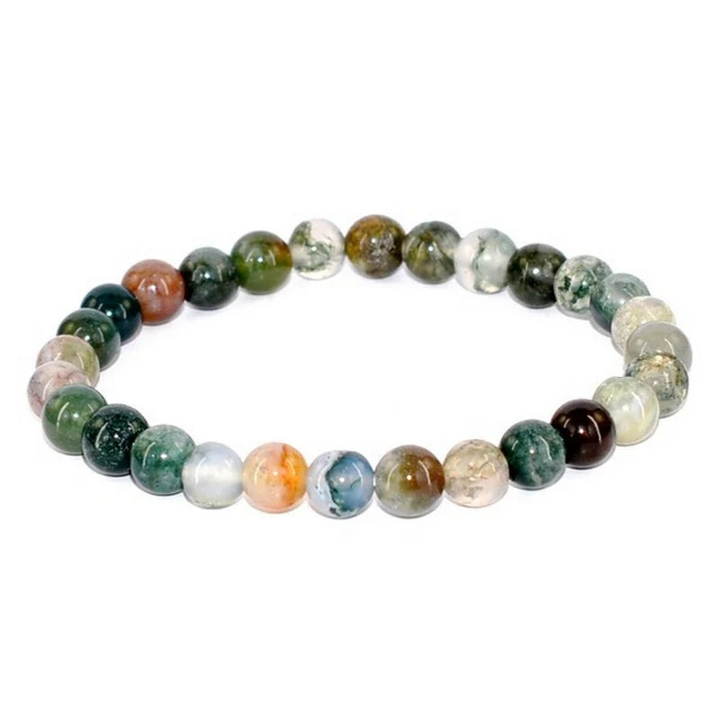 Bracelet Agate Indienne Pierre Naturelle 10 mm – Élastique Unisexe