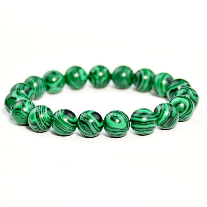 Bracelet Malachite Pierre Synthétique 10 mm – Élastique Unisexe