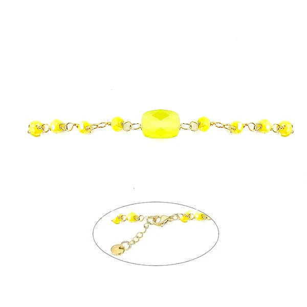 Bracelet Acier 316 Pierre Naturelle Gemme Jaune