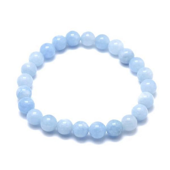 Bracelet Aigue Marine Pierre Naturelle 10 mm – Élastique Unisexe