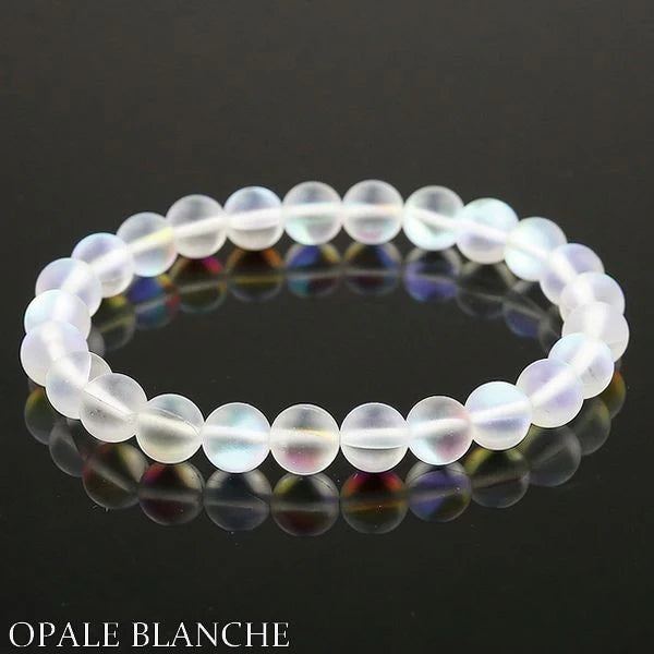 Bracelet Opale Blanche – Pierre Naturelle 6mm – Homme & Femme
