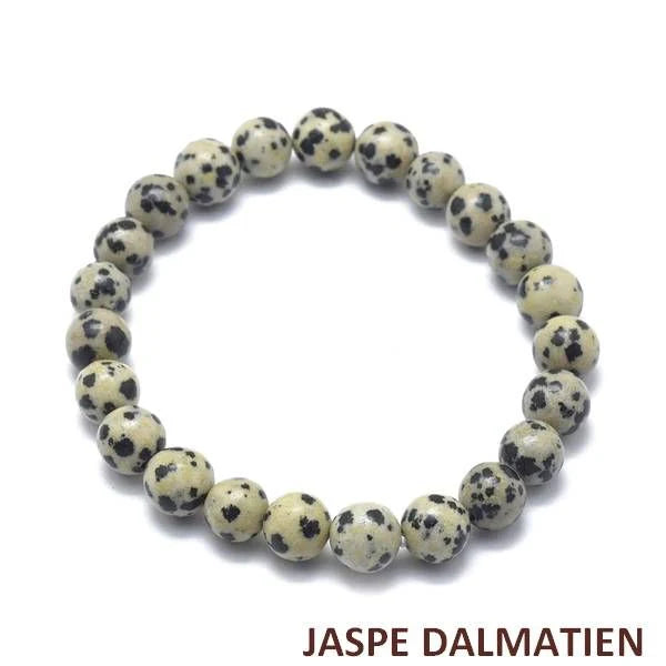 Bracelet Jaspe Dalmatien Pierre Naturelle 8 mm – Élastique Unisexe