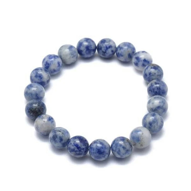 Bracelet Jaspe Taché Bleu Pierre Naturelle 10 mm – Élastique Unisexe