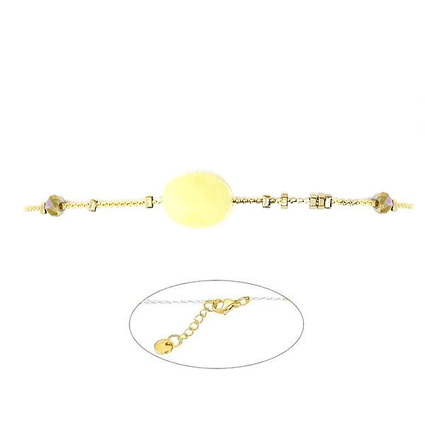 Bracelet Acier 316 Pierre Naturelle Moutarde – Femme