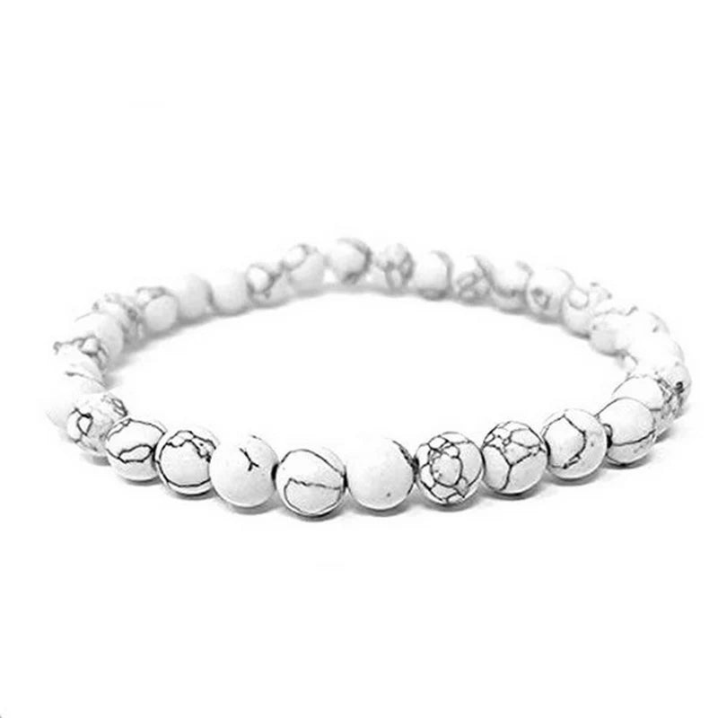 Bracelet Howlite Pierre Naturelle 10 mm – Élastique Unisexe