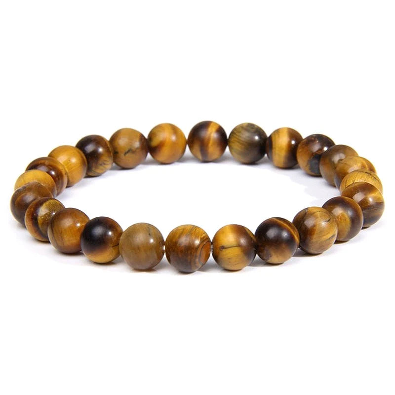 Bracelet Œil de Tigre Pierre Naturelle 10 mm – Élastique Unisexe