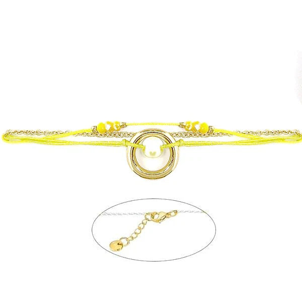 Bracelet Acier 316 Pierre Naturelle – Fil Nylon Vert & Jaune
