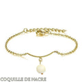 Bracelet Maille Forçat Acier Doré – Coquille de Nacre