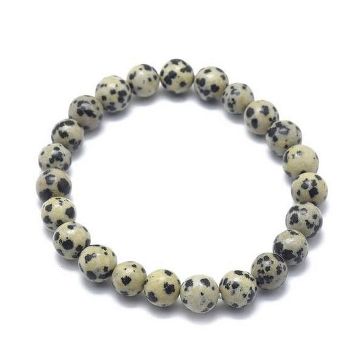 Bracelet Jaspe Dalmatien Pierre Naturelle 10 mm – Élastique Unisexe