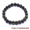 Bracelet Obsidienne Pierre Naturelle 8 mm – Élastique Unisexe
