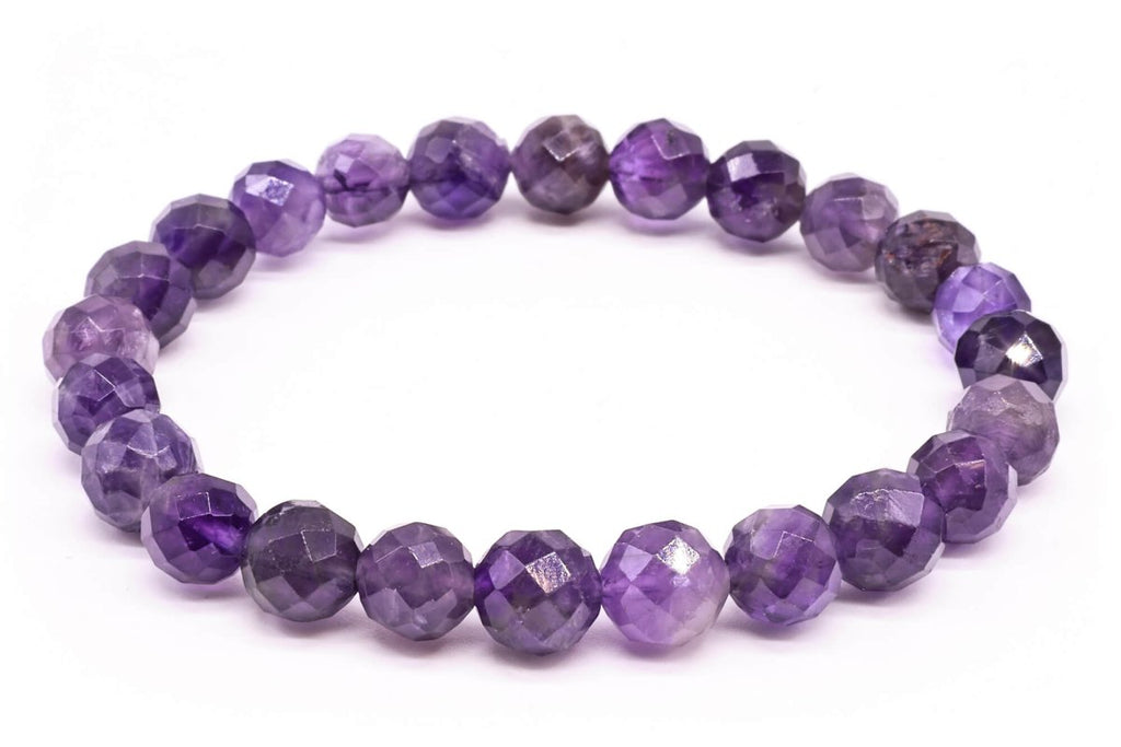Bracelet Améthyste Perles Facettées 8mm