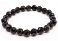 Bracelet Obsidienne Dorée – Perles Facettées 8mm