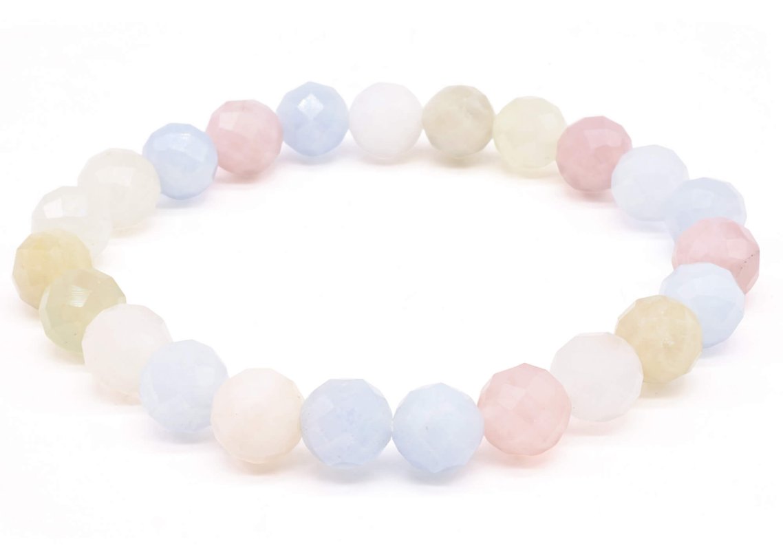 Bracelet Morganite – Perles Facettées 8mm