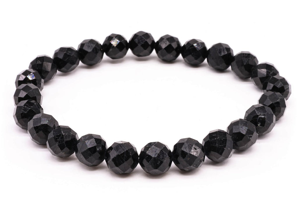 Bracelet Tourmaline Noire – Perles Facettées 8mm