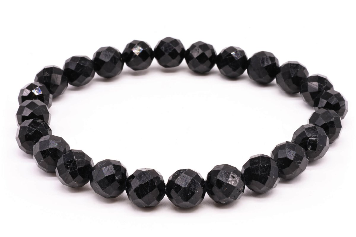 Bracelet Tourmaline Noire – Perles Facettées 8mm