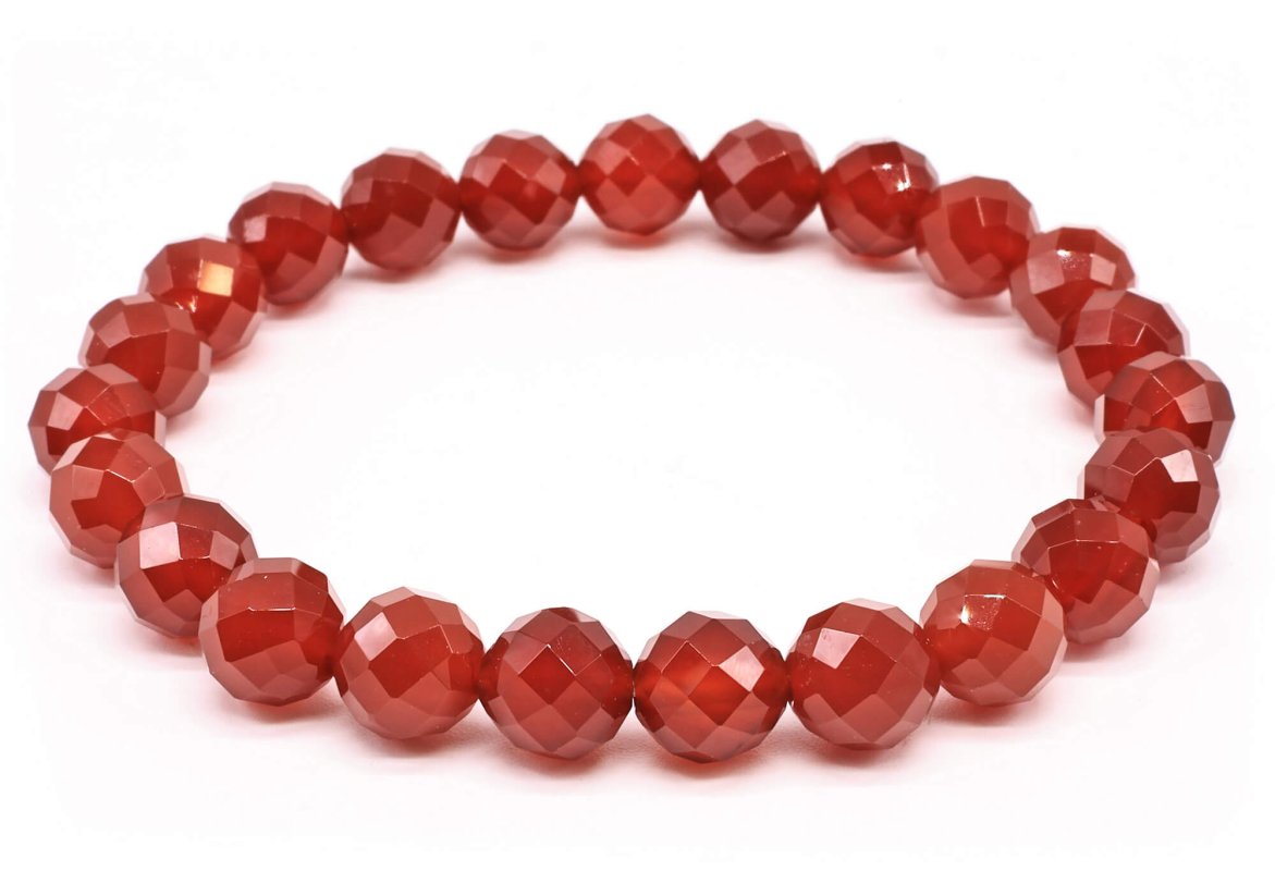 Bracelet Cornaline Perles Facettées 8mm