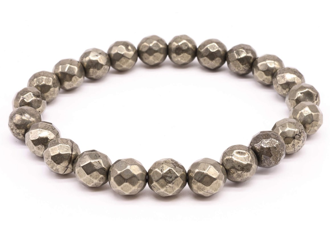 Bracelet Pyrite – Perles Facettées 8mm