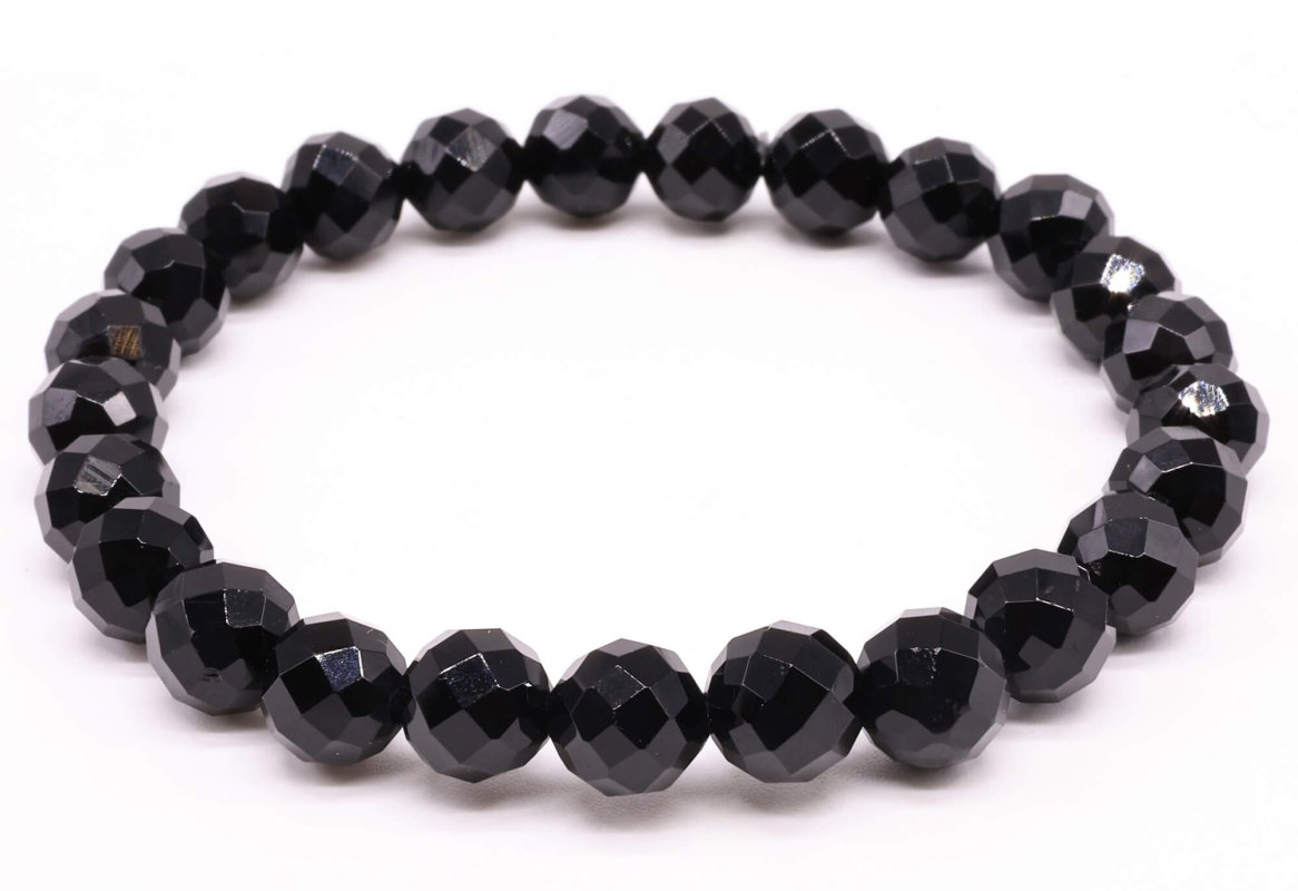 Bracelet Onyx Noir – Perles Facettées 8mm