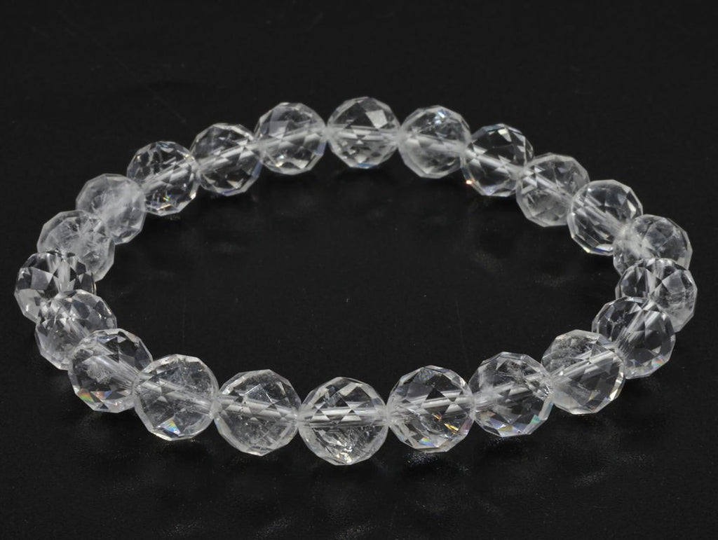 Bracelet Cristal de Roche Perles Facettées 8mm
