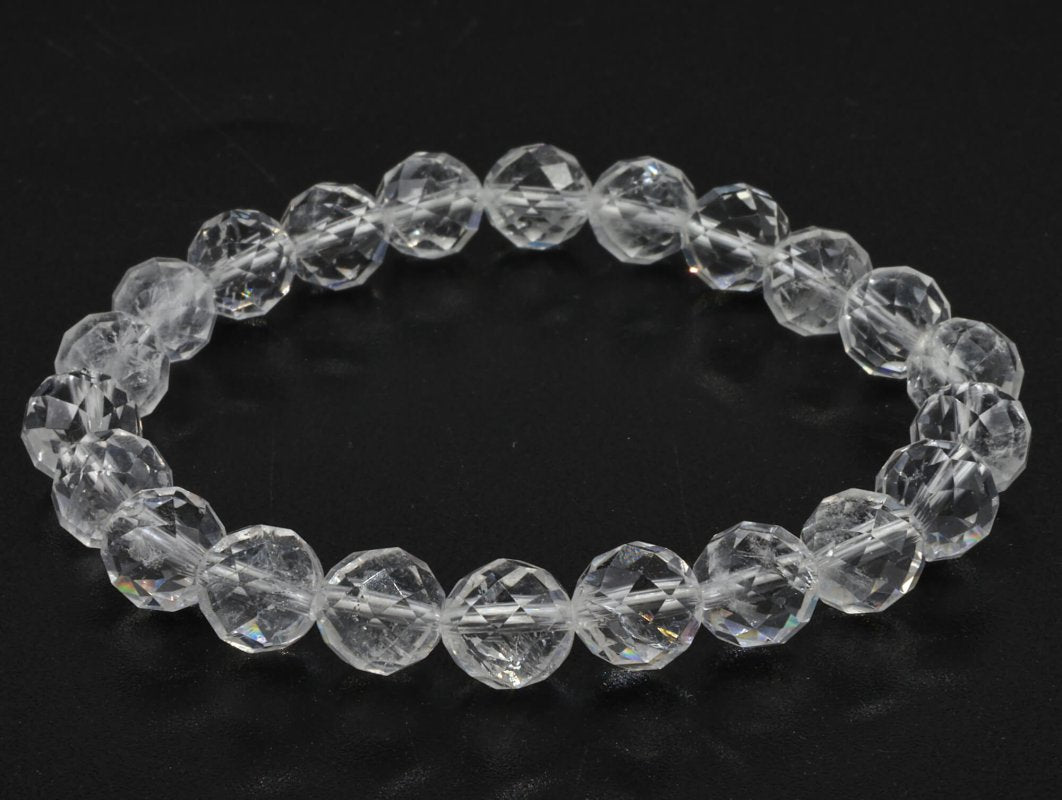 Bracelet Cristal de Roche Perles Facettées 8mm