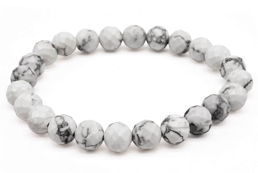 Bracelet Howlite Perles Facettées 8mm