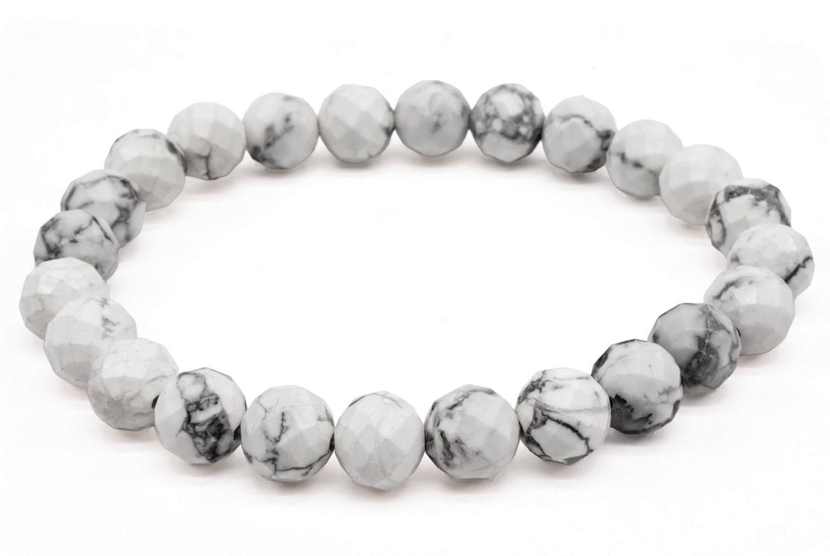 Bracelet Howlite Perles Facettées 8mm