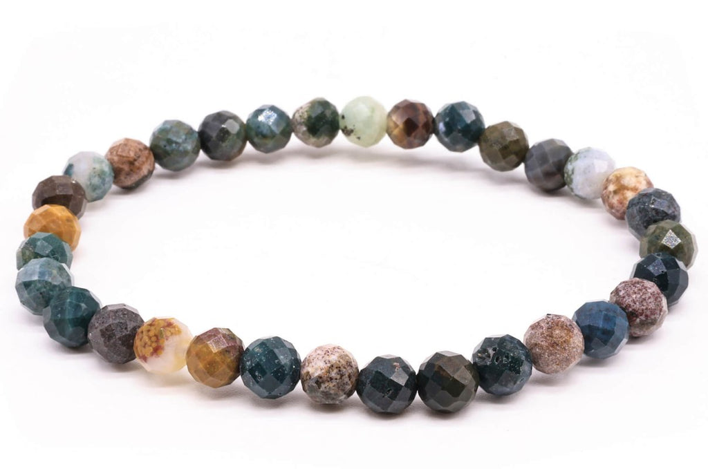Bracelet Jaspe Océan Perles Facettées 6mm