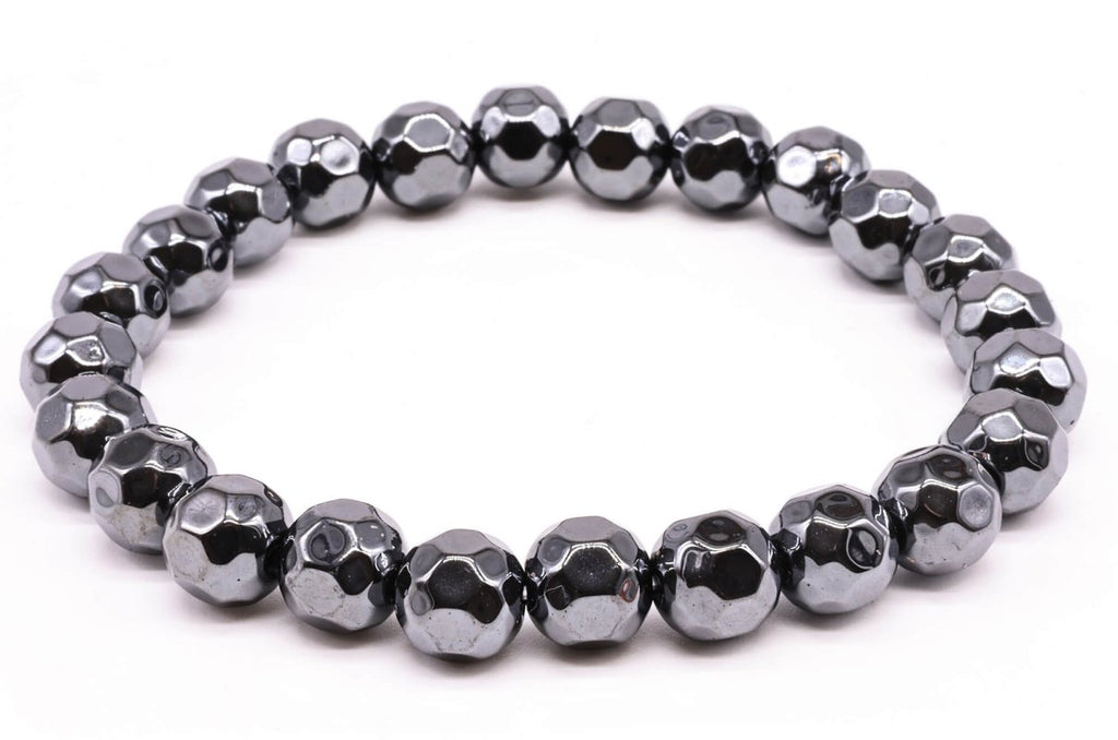 Bracelet Hématite Perles Facettées 8mm