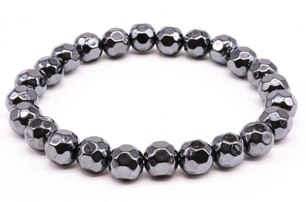 Bracelet Hématite Perles Facettées 8mm
