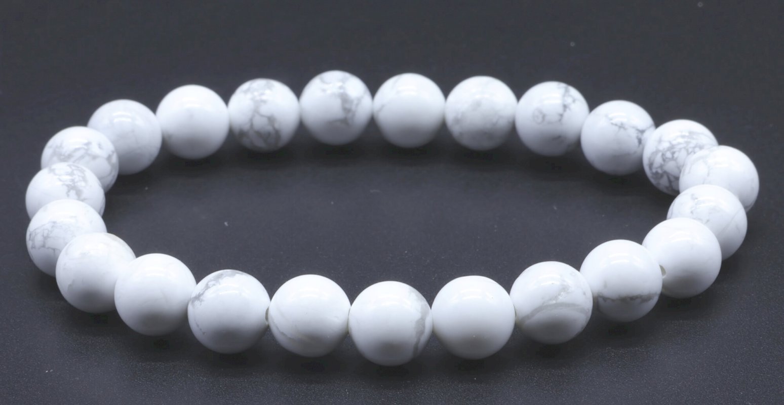 Bracelet Howlite Blanche – Perles 8mm