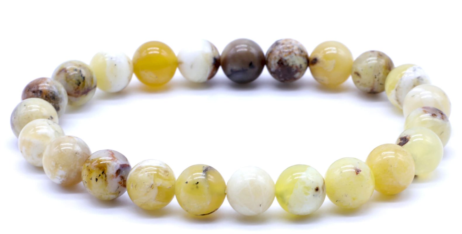 Bracelet Opale Jaune – Perles 8mm