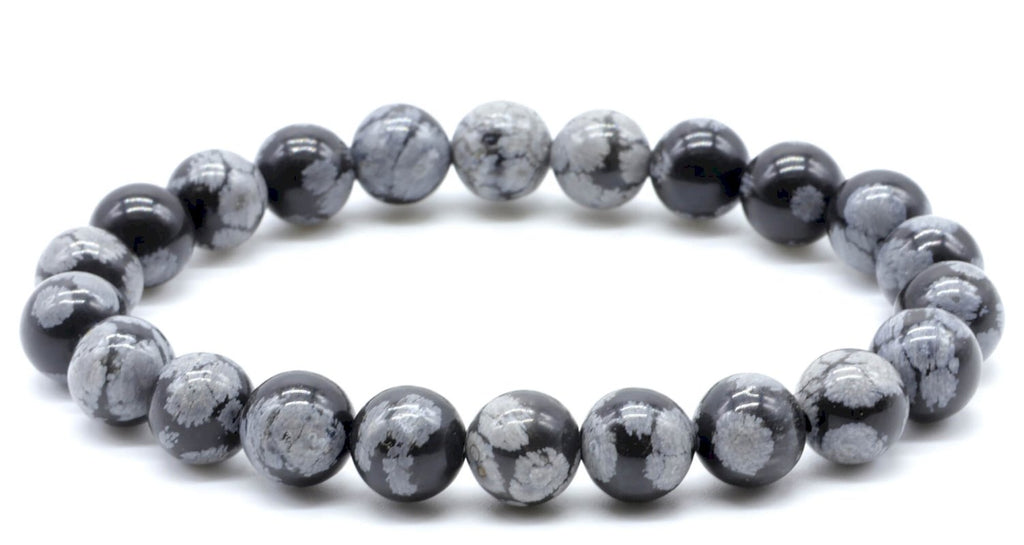 Bracelet Obsidienne Neige – Perles 8mm