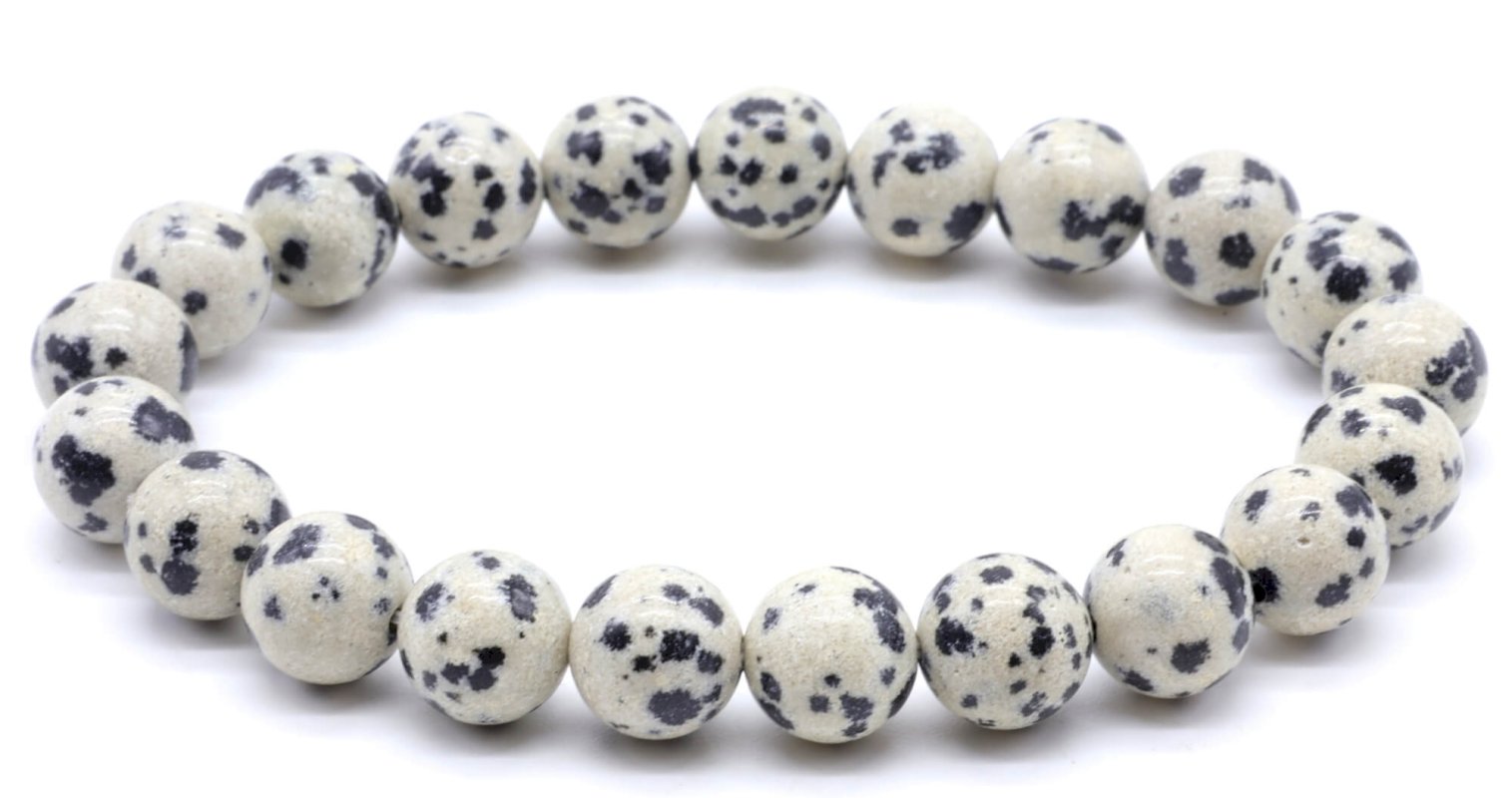 Bracelet Jaspe Dalmatien – Perles Naturelles 8mm