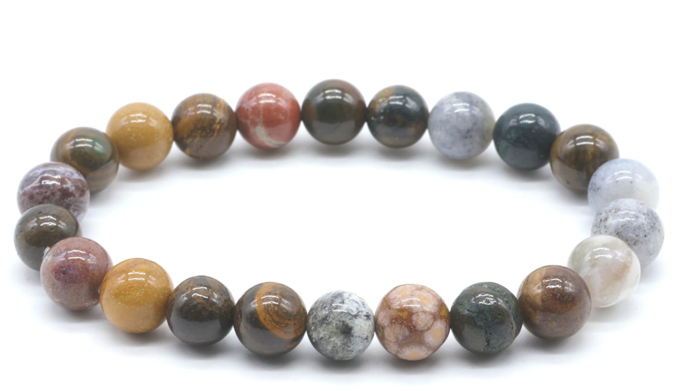 Bracelet Jaspe Océan – Perles Naturelles 8mm